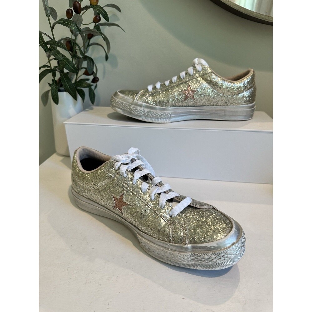 Converse One Star Low Gold Silver Glitter Sneakers Shoes Women 9.5 Men 7.5 Y2K